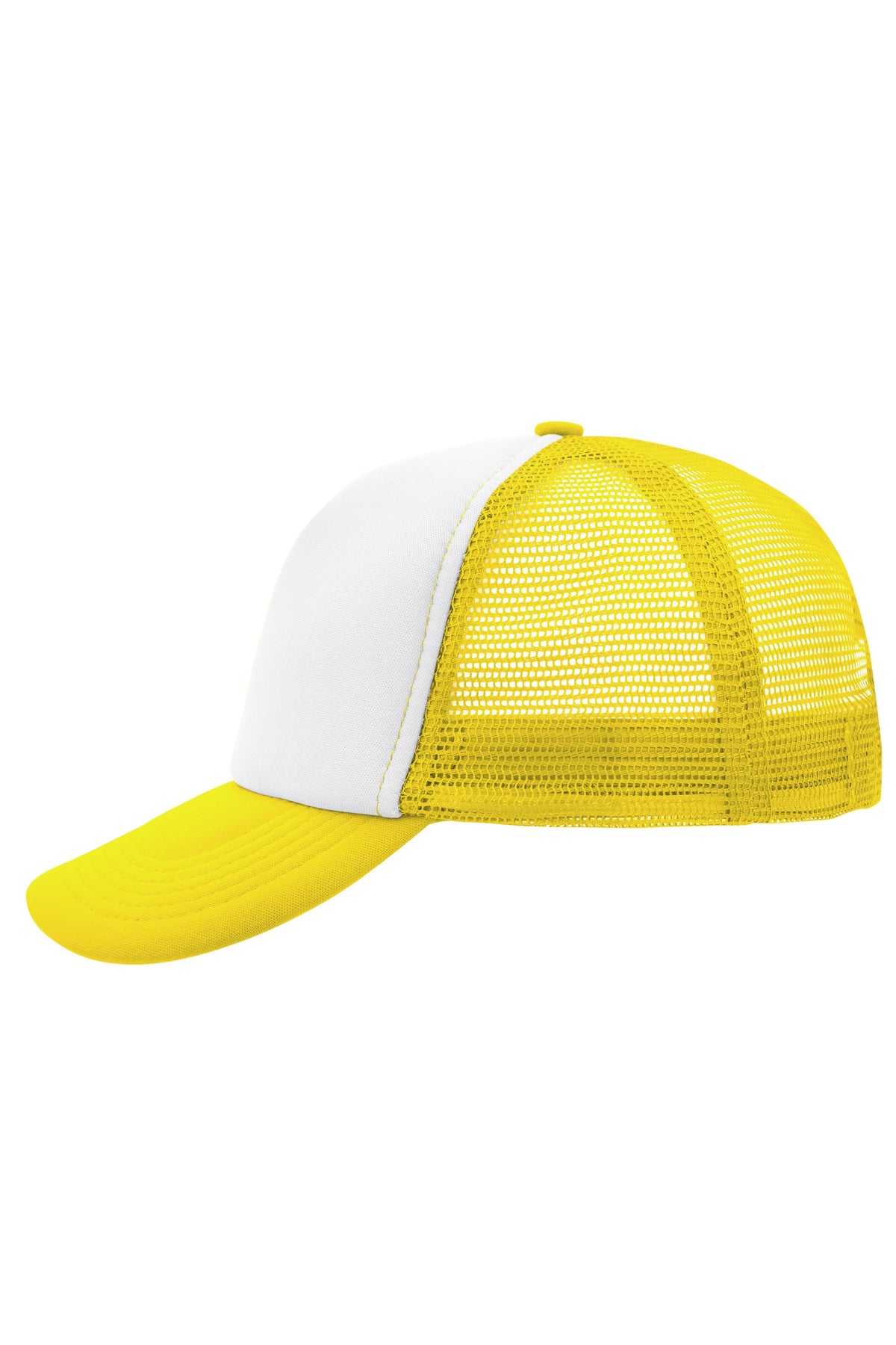 5 Panel Polyester Mesh Cap - White/Sun-yellow