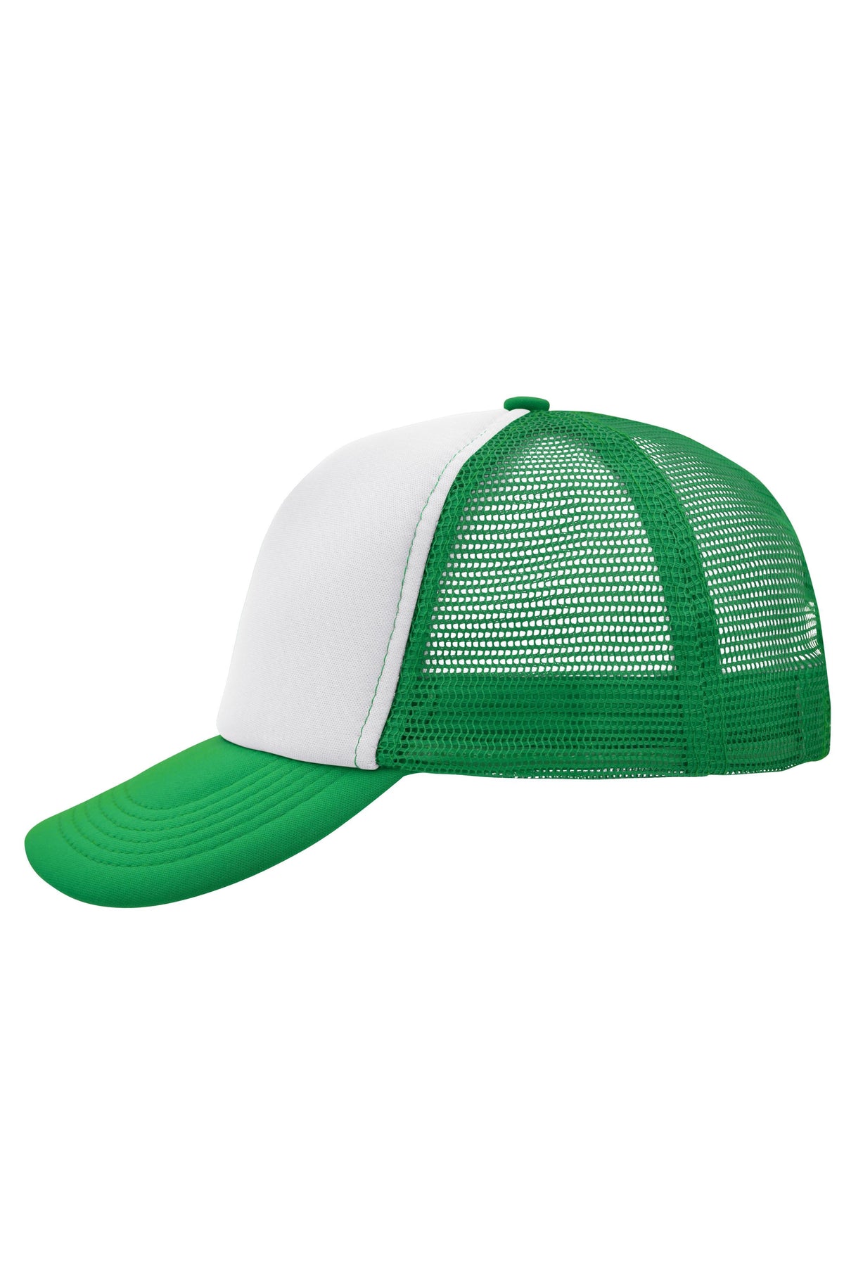 5 Panel Polyester Mesh Cap - White/Fern-green
