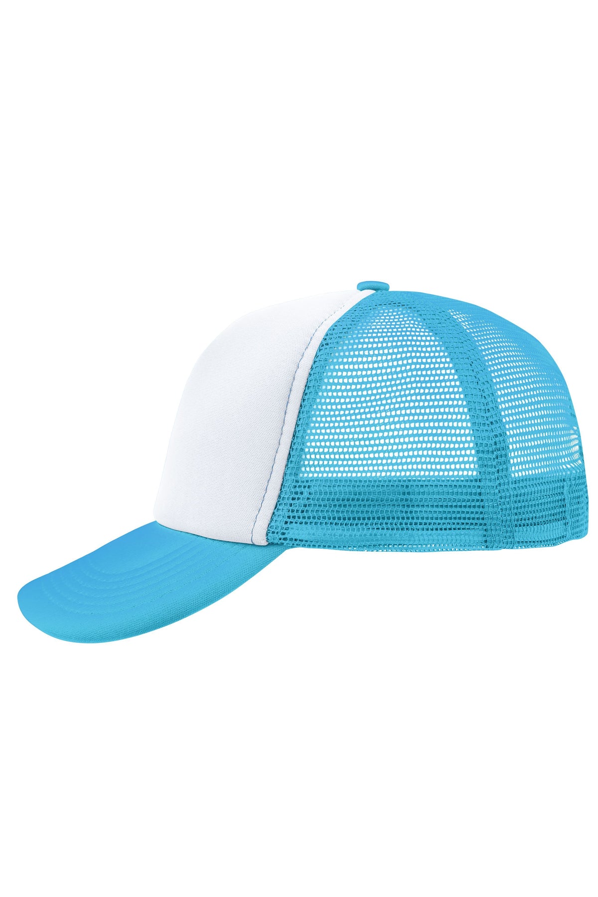 5 Panel Polyester Mesh Cap - White/Pacific