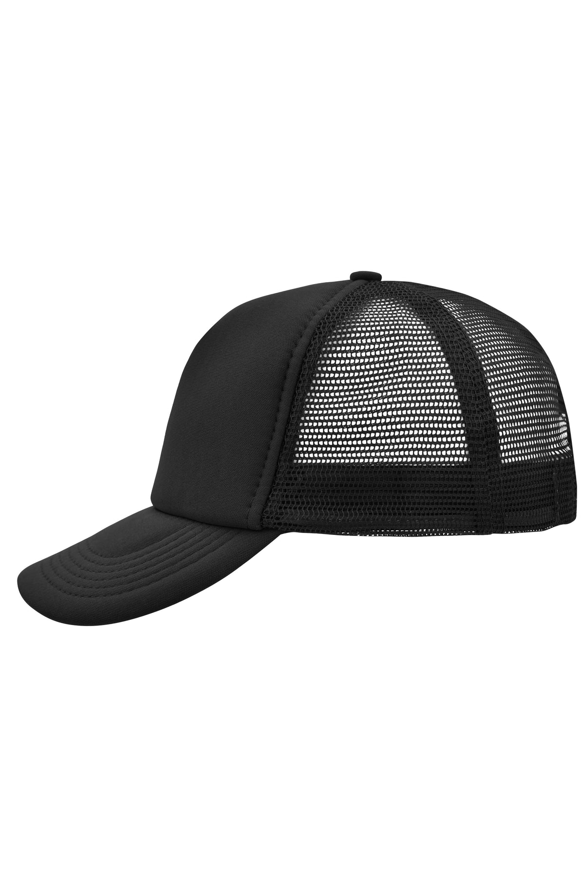 5 Panel Polyester Mesh Cap - Black
