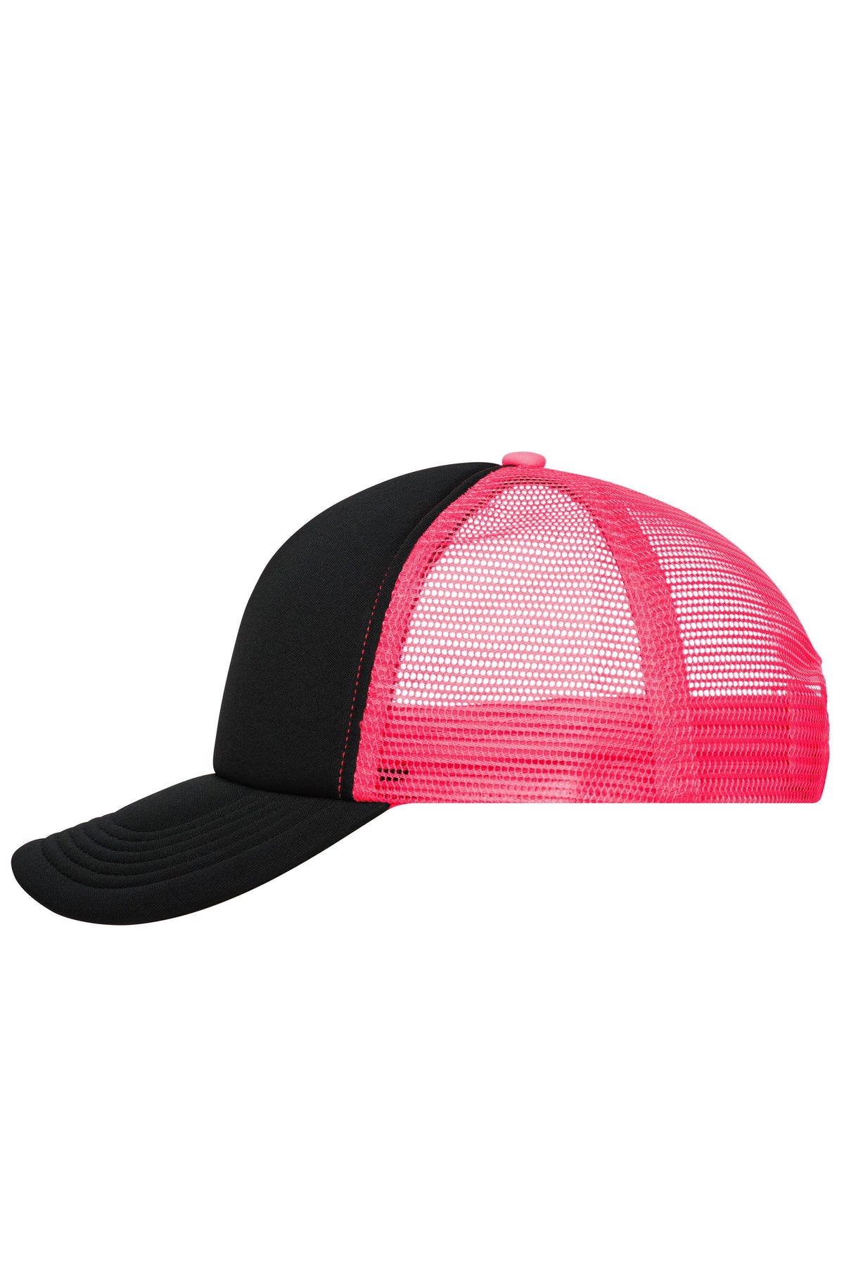 5 Panel Polyester Mesh Cap - Black/neon-pink