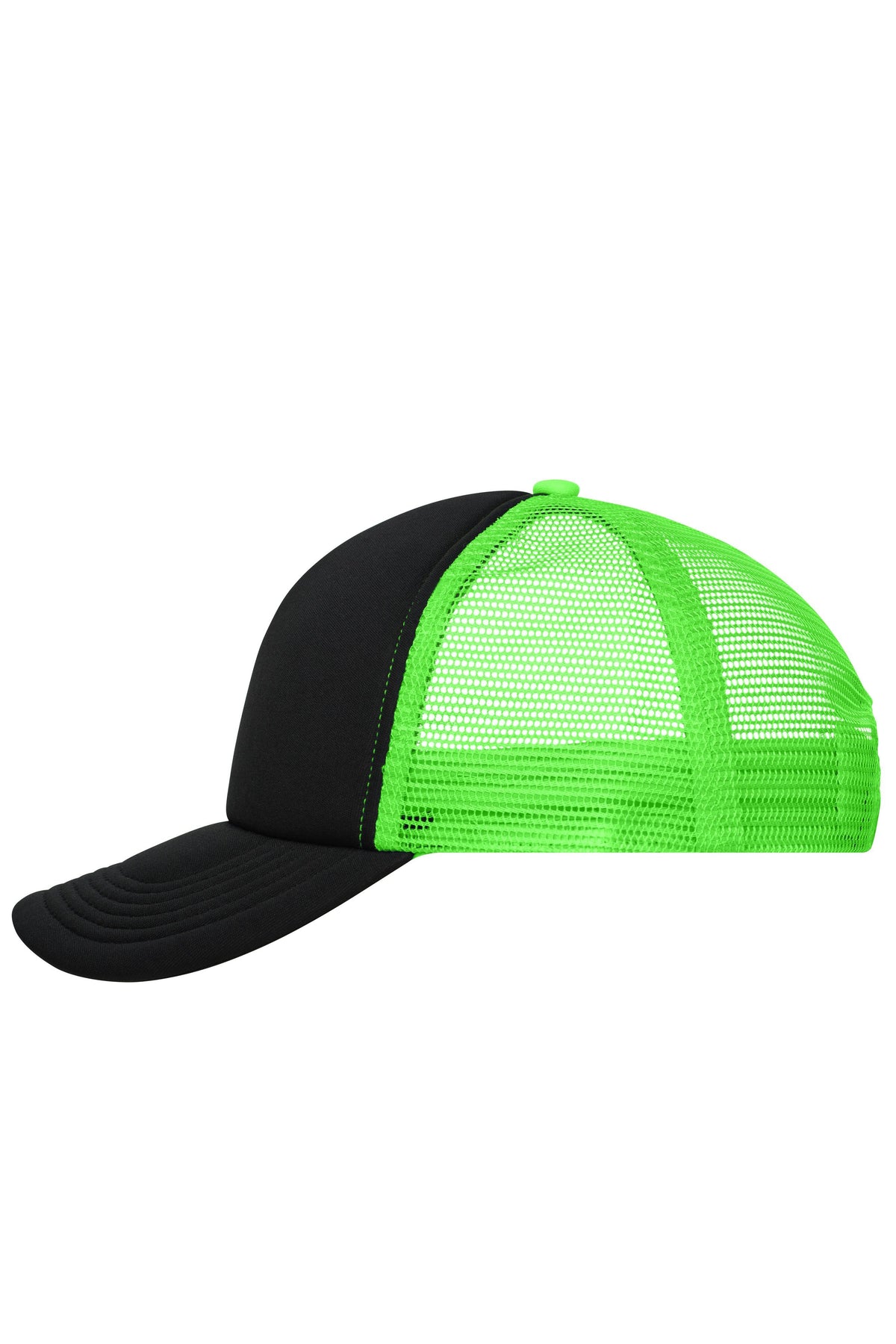 5 Panel Polyester Mesh Cap - Black/Neon-Green