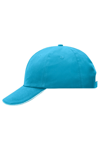 6 Panel Raver Sandwich Cap - Turquoise/White