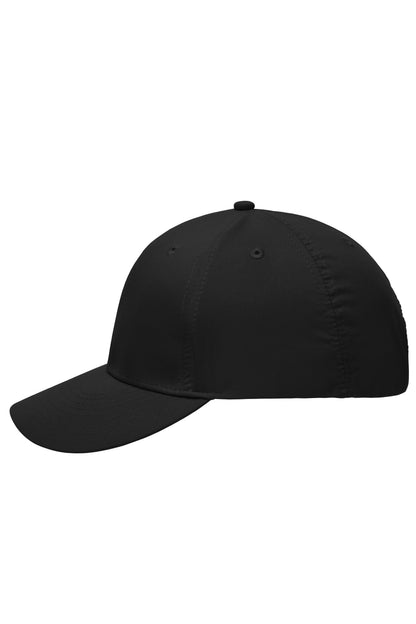 6 Panel Polyester Peach Cap - Black