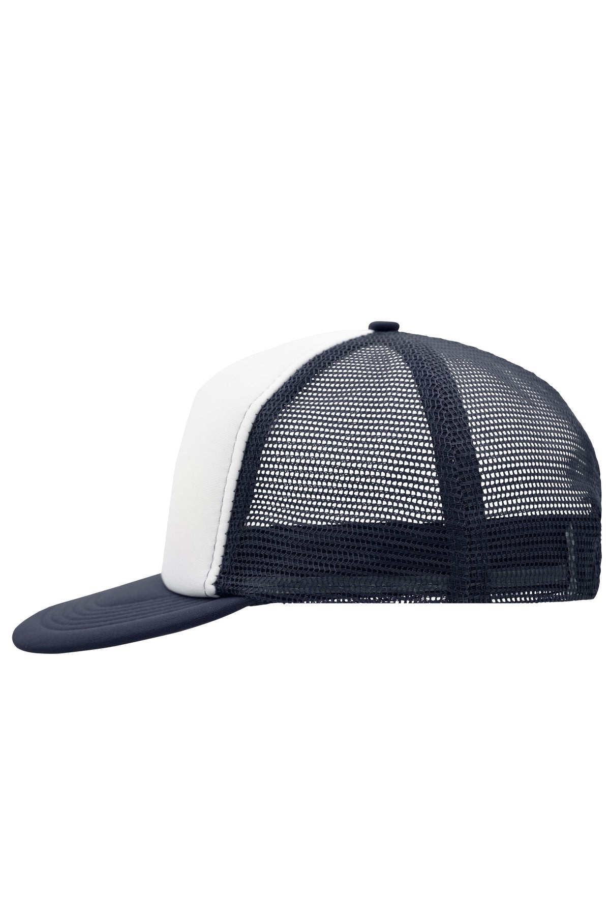 5 Panel Flat Peak Cap - White/Navy