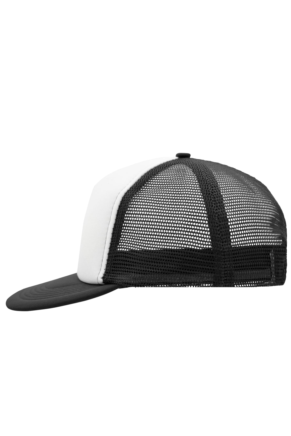 5 Panel Flat Peak Cap - White/Black