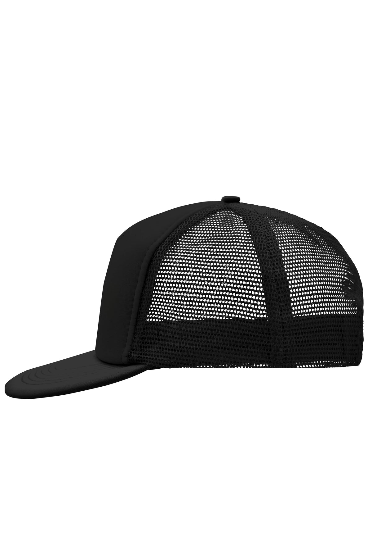 5 Panel Flat Peak Cap - Black/Black