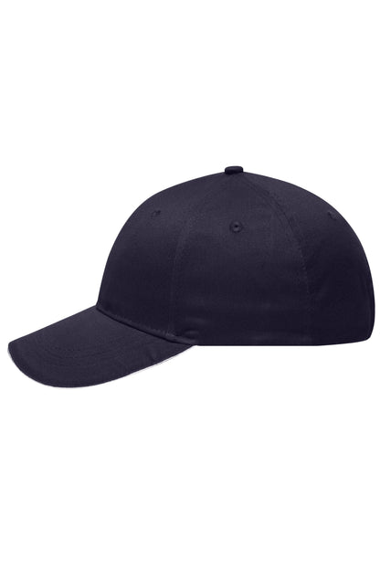 6 Panel Brushed Sandwich Cap - Navy/White