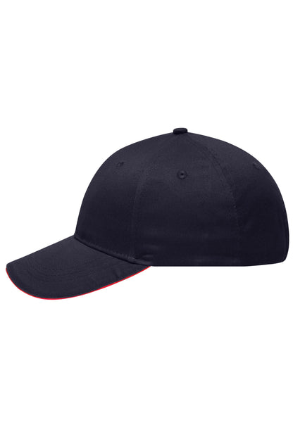 6 Panel Brushed Sandwich Cap - Navy/Red