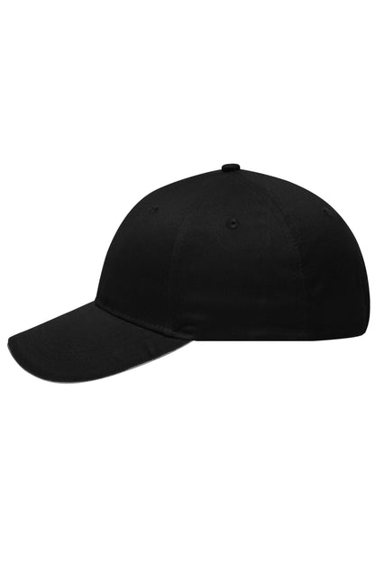 6 Panel Brushed Sandwich Cap - Black/Light-Grey