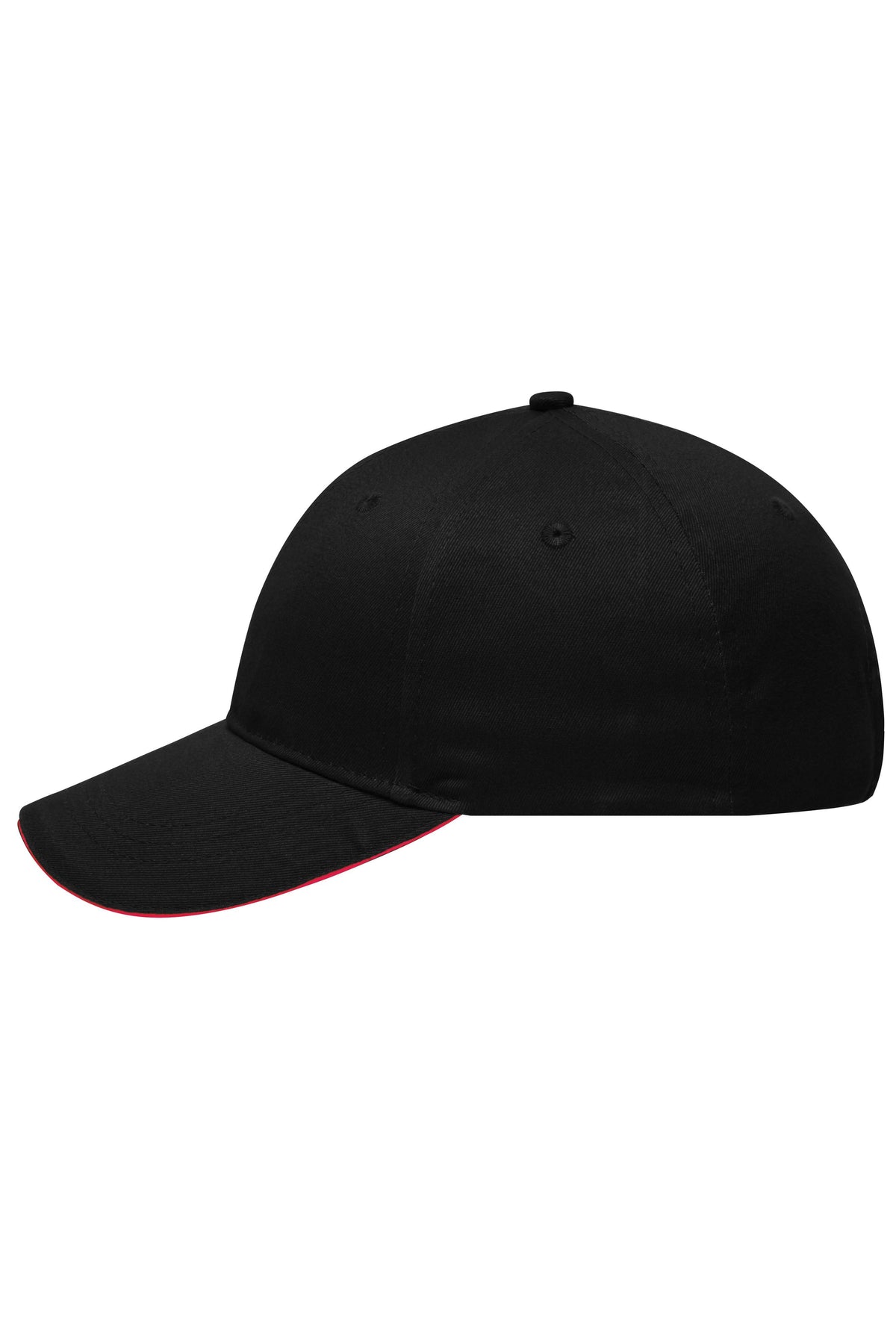 6 Panel Brushed Sandwich Cap - Black/Red
