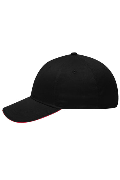 6 Panel Brushed Sandwich Cap - Black/Red