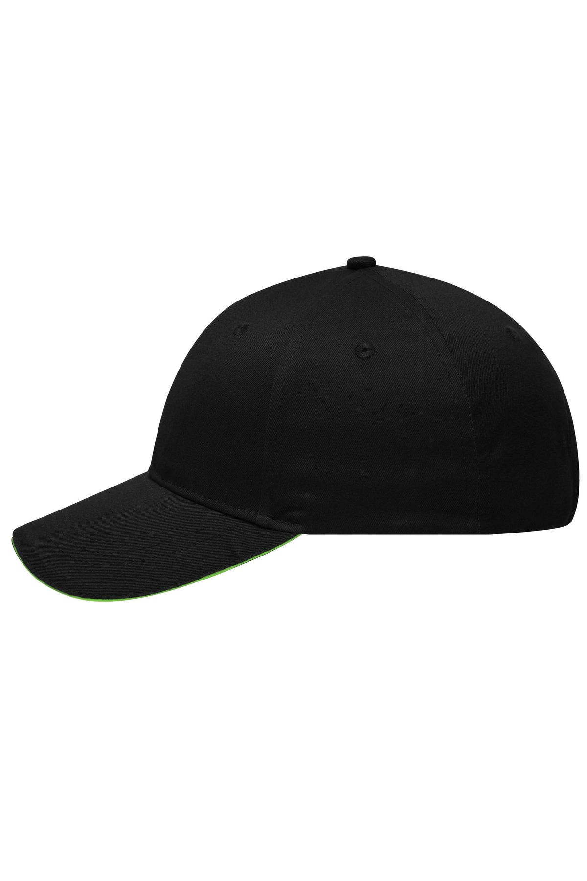 6 Panel Brushed Sandwich Cap - Black/lime green