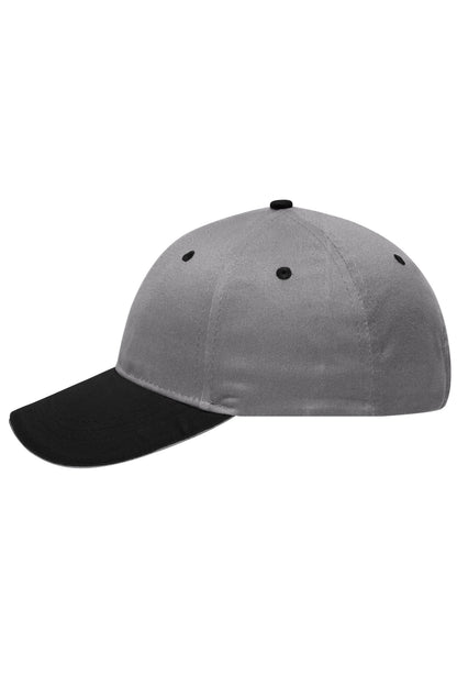 6 Panel Brushed Sandwich Cap - Light Grey/Black/Light Grey