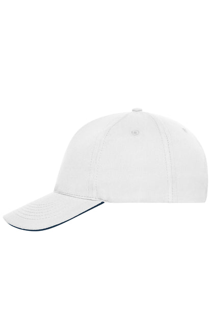 5 Panel Sandwich Cap Bio Cotto - White/Navy