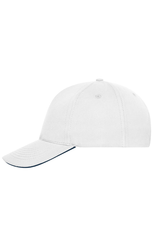5 Panel Sandwich Cap Bio Cotto - White/Navy