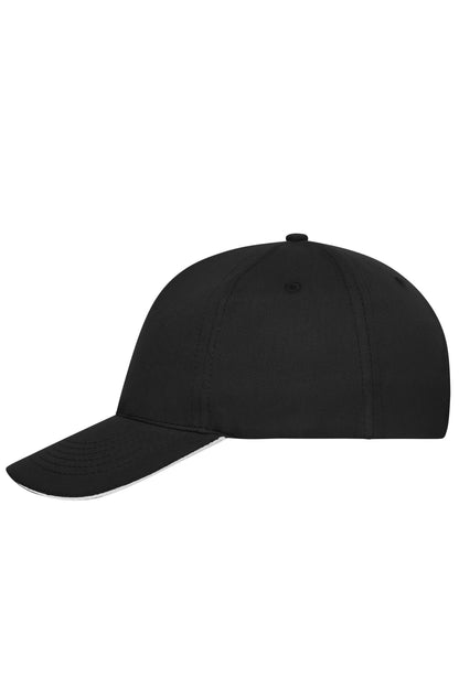 5 Panel Sandwich Cap Bio Cotto - Black/White