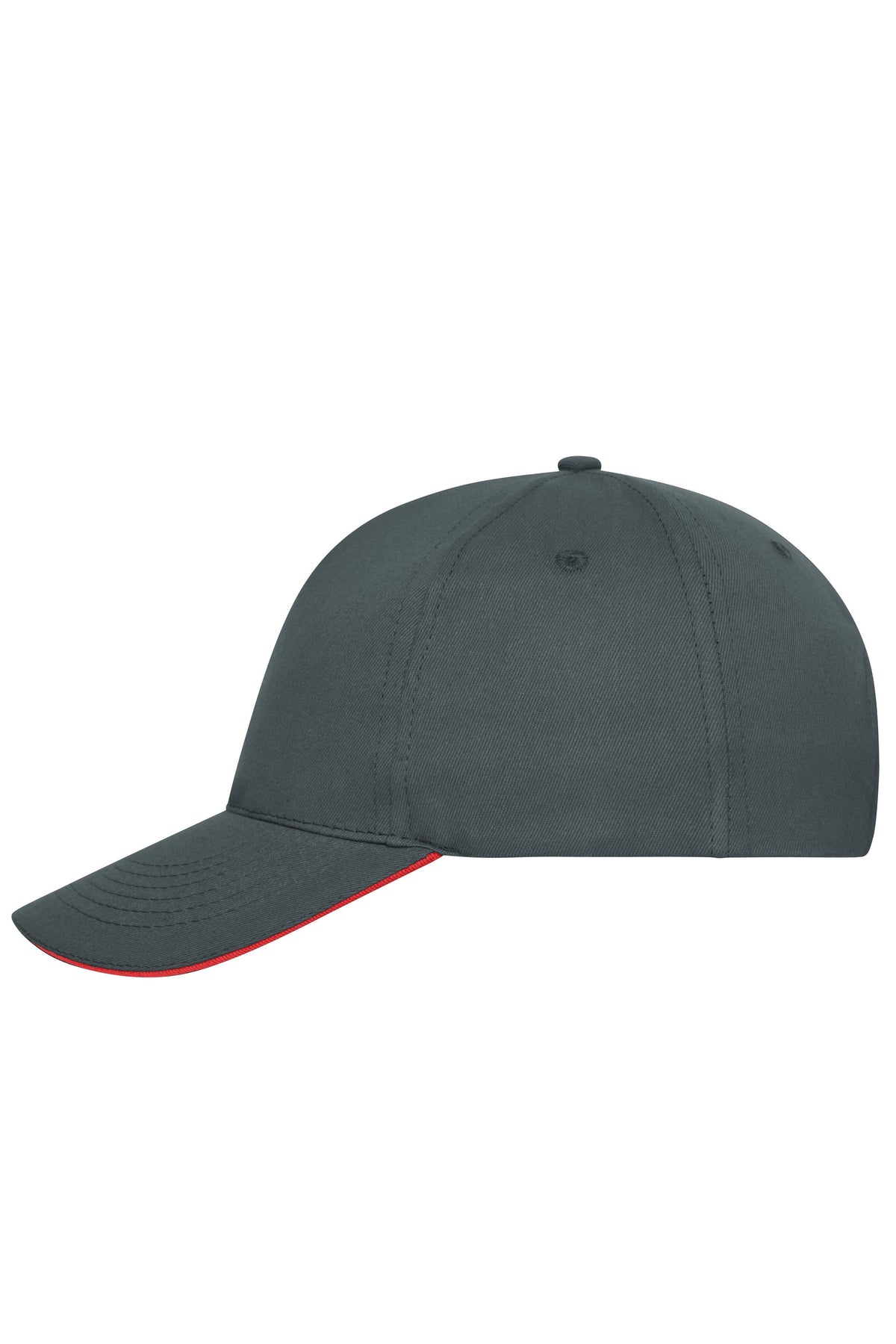 5 Panel Sandwich Cap Bio Cotto - Graphite/Red