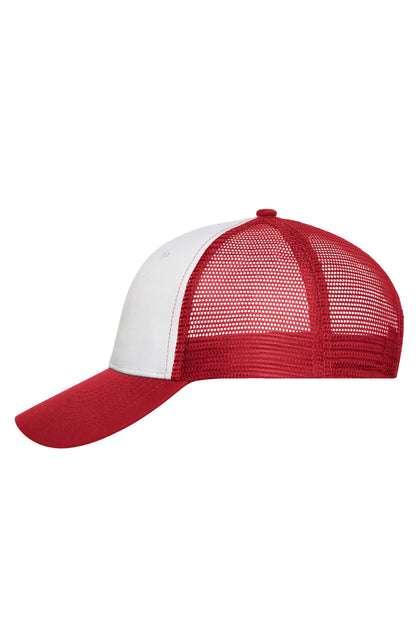 6 Panel Mesh Cap - White/Red