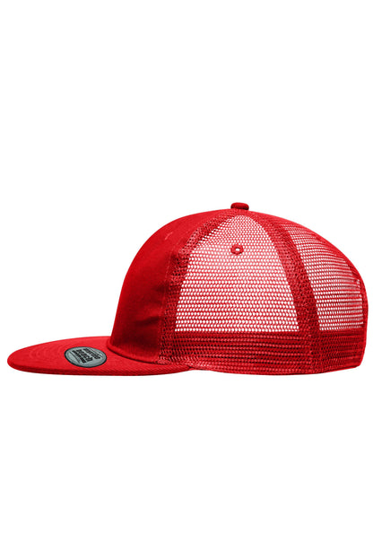 6 Panel Flat Peak Cap - Red