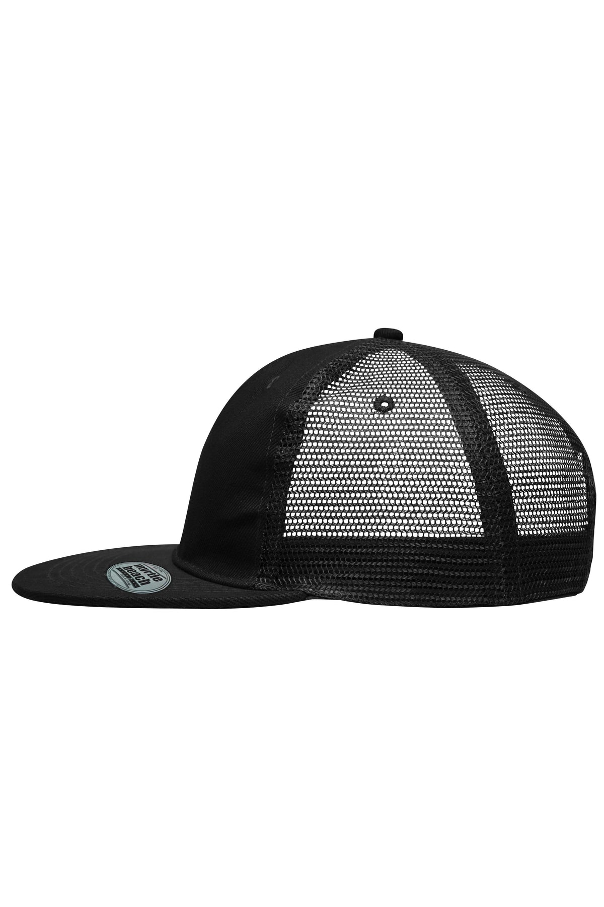6 Panel Flat Peak Cap - Black