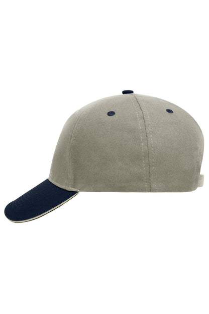 5 Panel Sandwich Cap - Beige/Navy/Beige