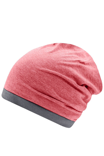 Heather Summer Beanie - Red-melange/dark-grey