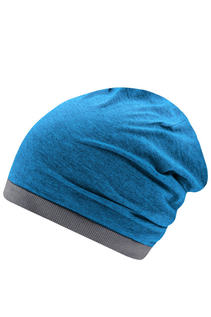 Heather Summer Beanie - Turquoise-melange/Dark Grey