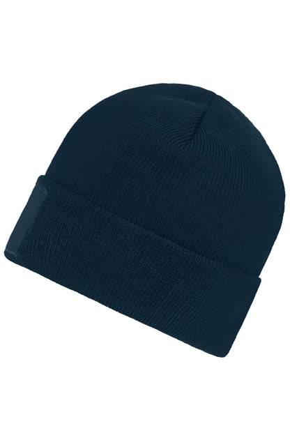 Knitted Beanie whit patch - Navy