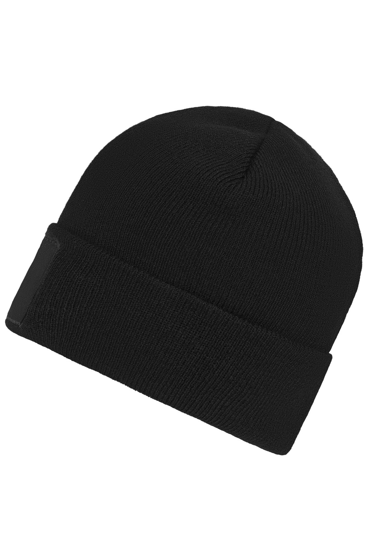 Knitted Beanie whit patch - Black