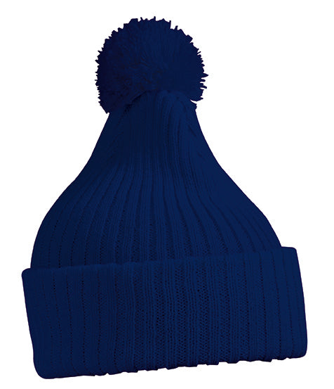 Knitted Cap with pompom - Navy