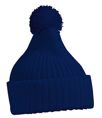 Knitted Cap with pompom - Navy