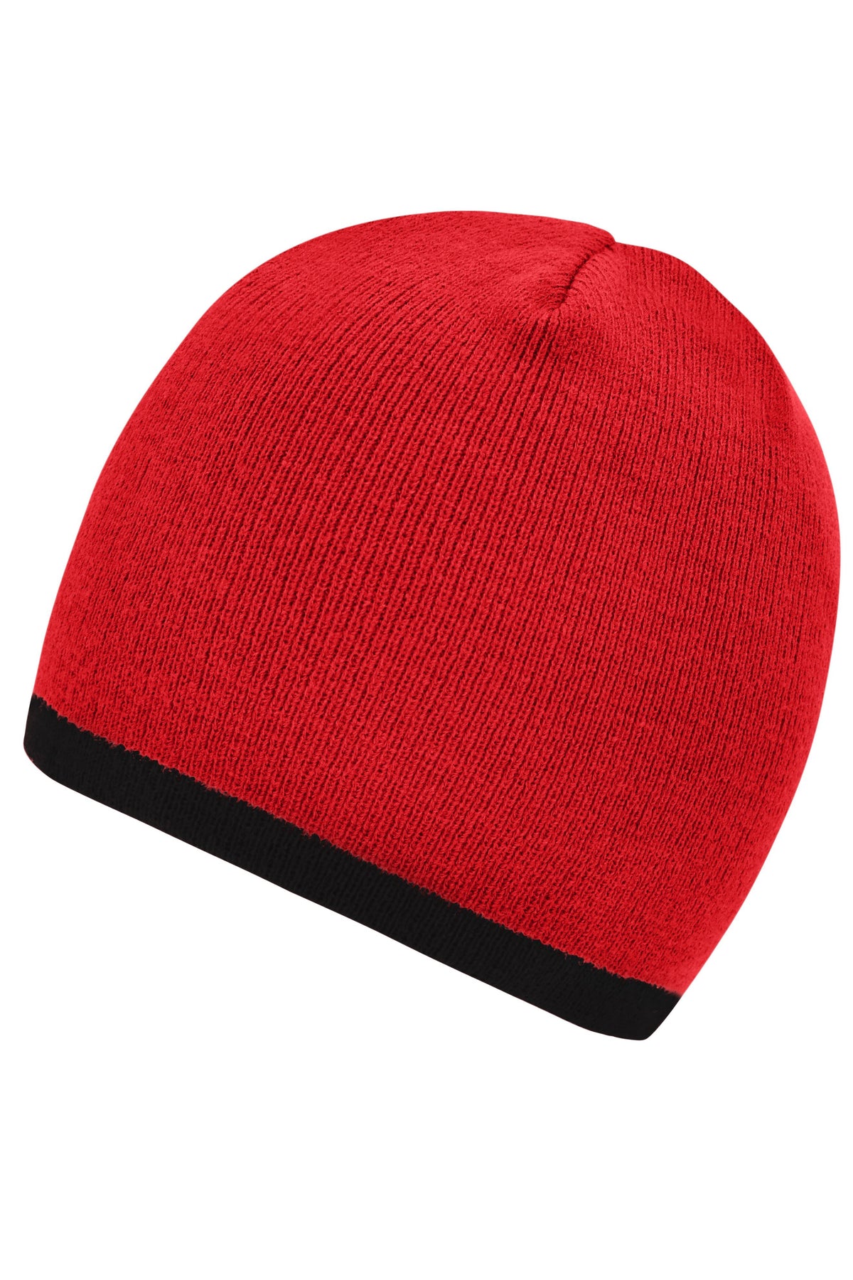 Beanie with contrasting border - Red/Black