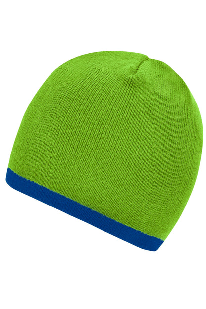 Beanie with contrasting border - Limegreen/Royal