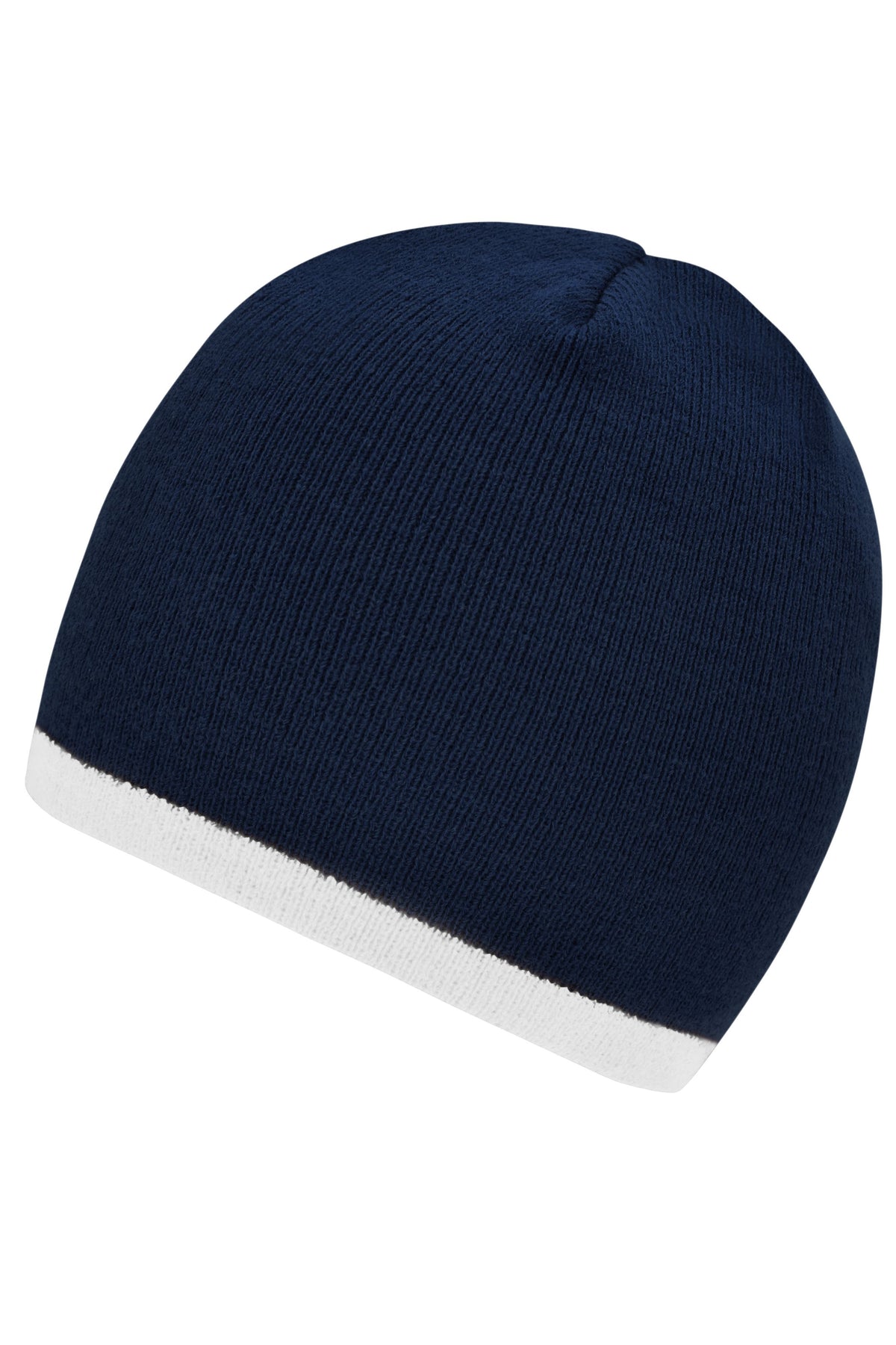 Beanie with contrasting border - Navy/White
