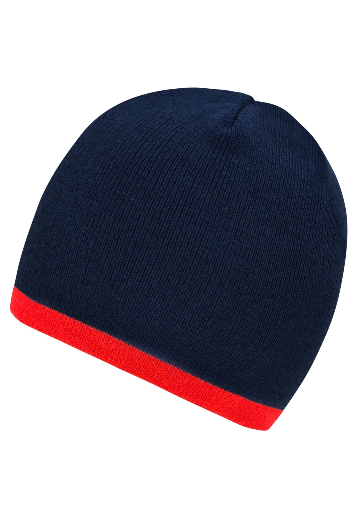 Beanie with contrasting border - Navy/Red