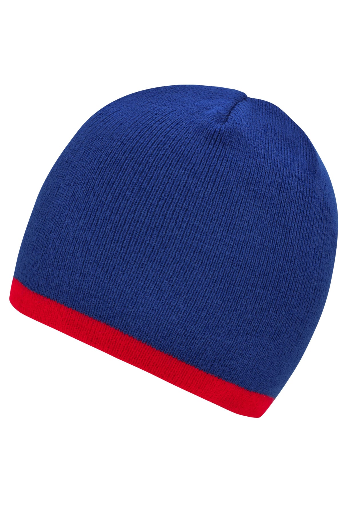 Beanie with contrasting border - Royal/Red