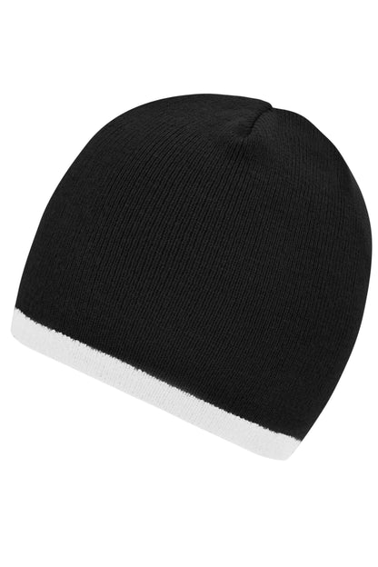 Beanie with contrasting border - Black/White
