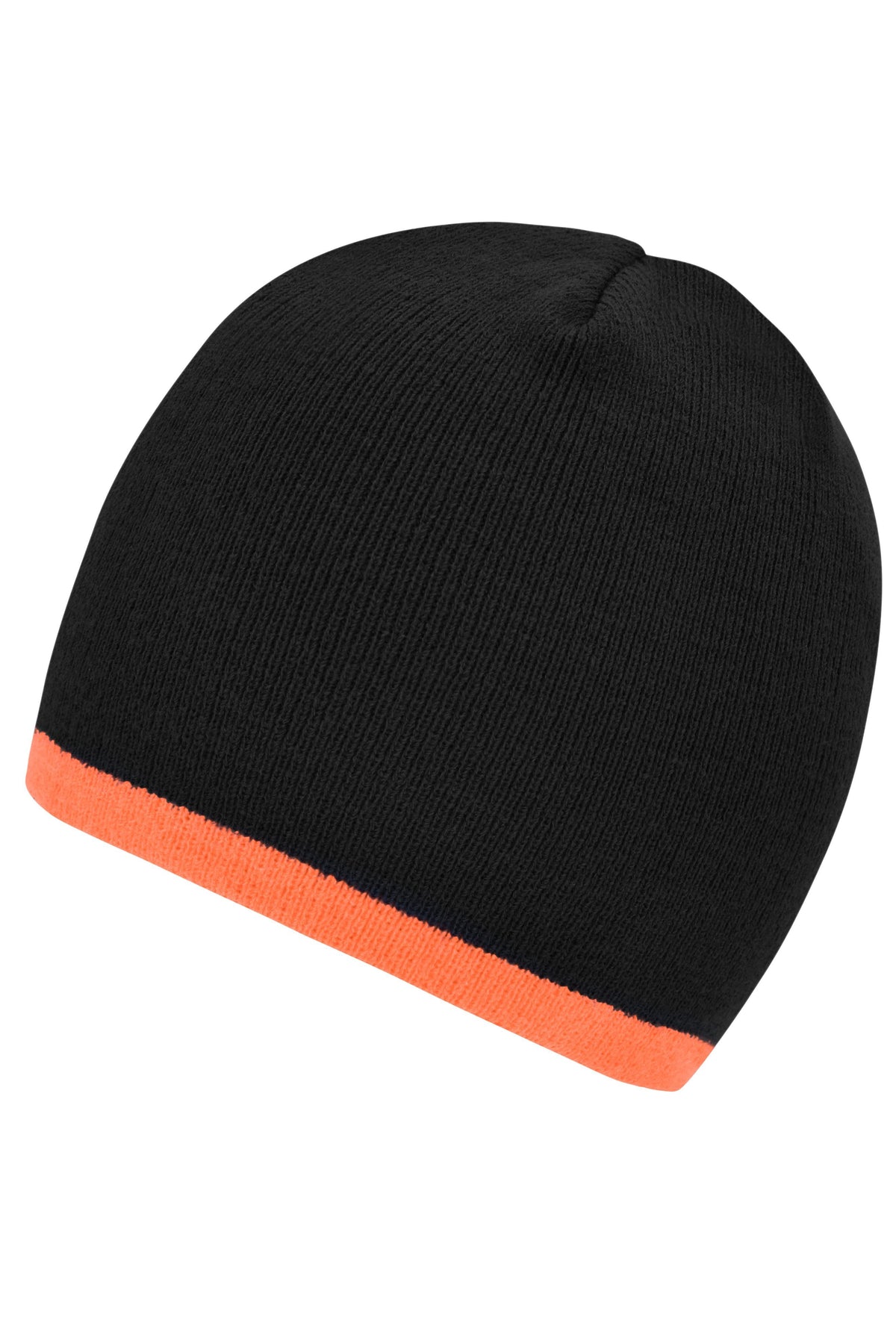 Beanie with contrasting border - Black/Orange