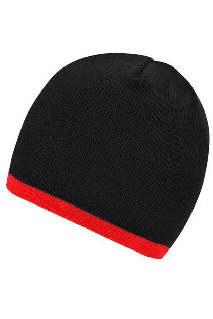 Beanie with contrasting border - Black/Red
