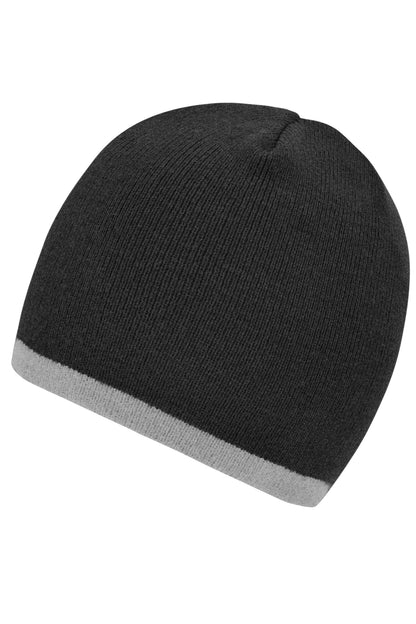 Beanie with contrasting border - Grey-melange/light-grey-melang