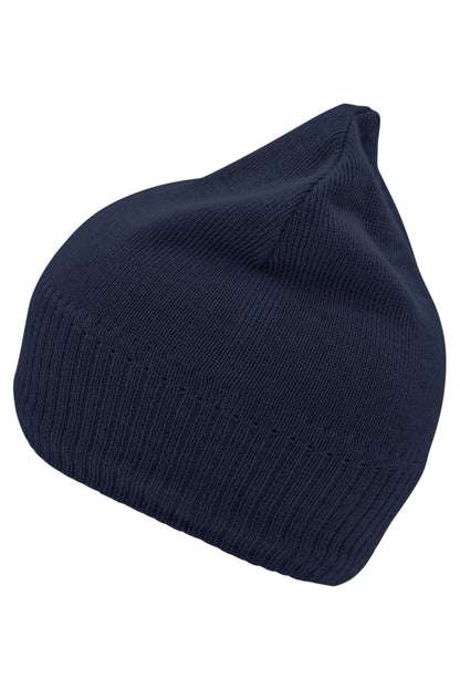 Knitted Beanie with Fleece In - Navy