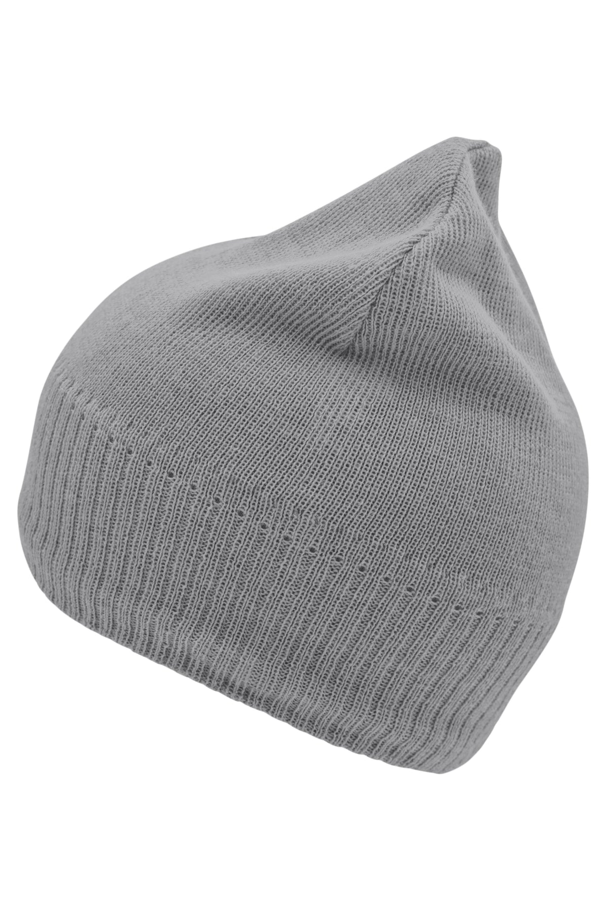 Knitted Beanie with Fleece In - Light Grey Melange