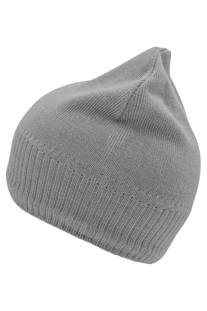 Knitted Beanie with Fleece In - Light Grey Melange